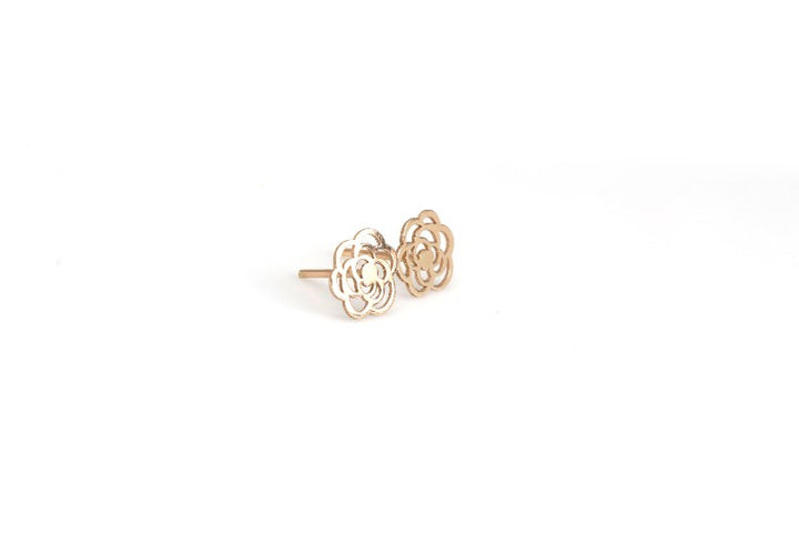 18K GOLD ROSE EARINGS | 18K GOLD EARRINGS | VALENTINE GIFT | ANNIVERSARY GIFT | MINIMALIST JEWELLERY